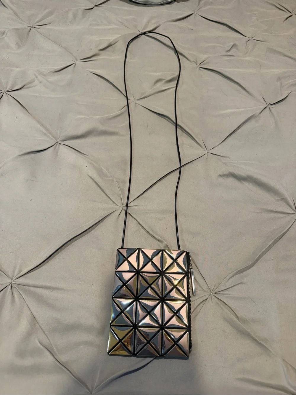 Issey Miyake Iridescent Geometric Mini Crossbody - Black with Rainbow Sheen